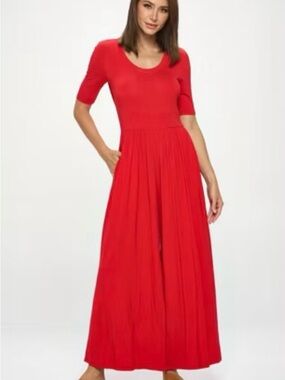 West.k Red Short-Sleeve Maxi Jumpsuit Romper